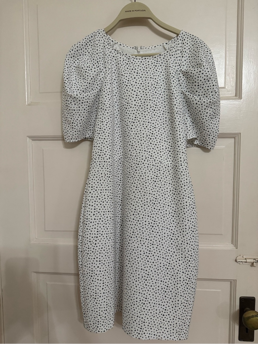 Banana Republic White Mini Dress with Black Micro-Dots